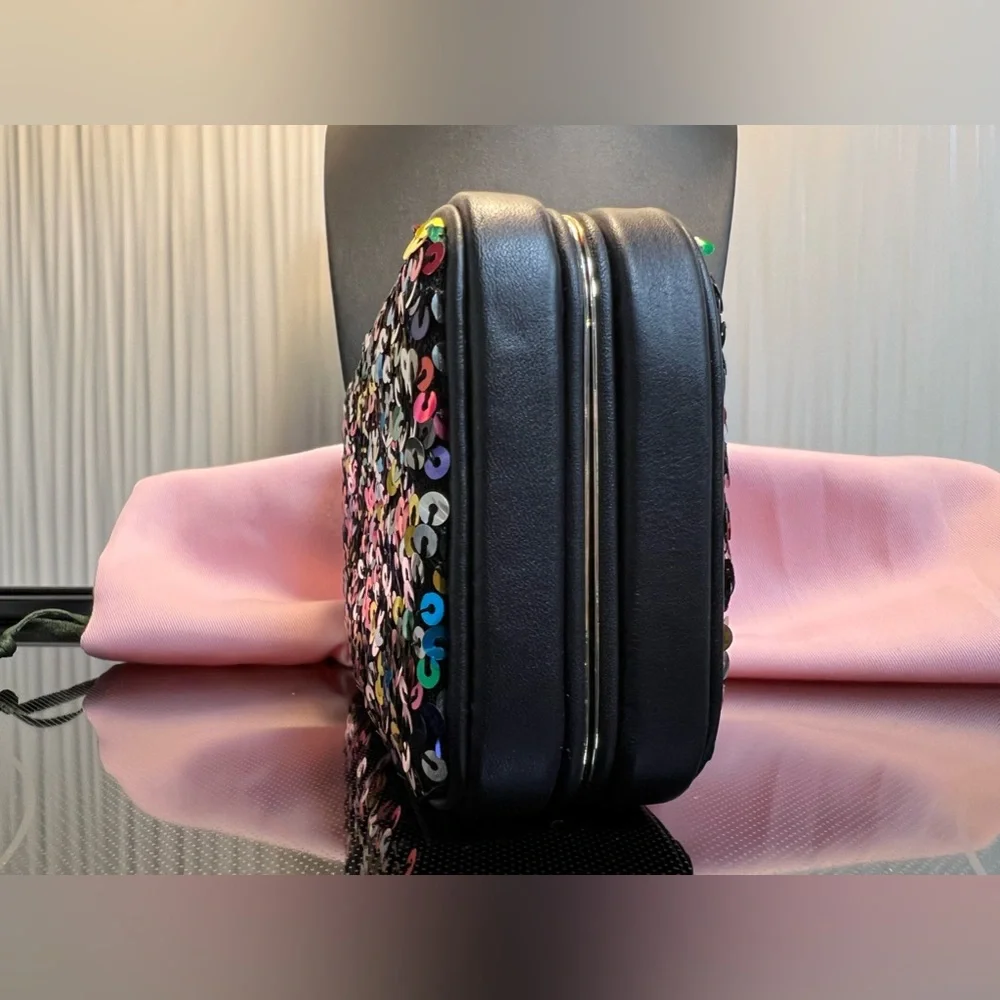 New Kate Spade Tonight Sequins Embellished Leather Crossbody Clutch